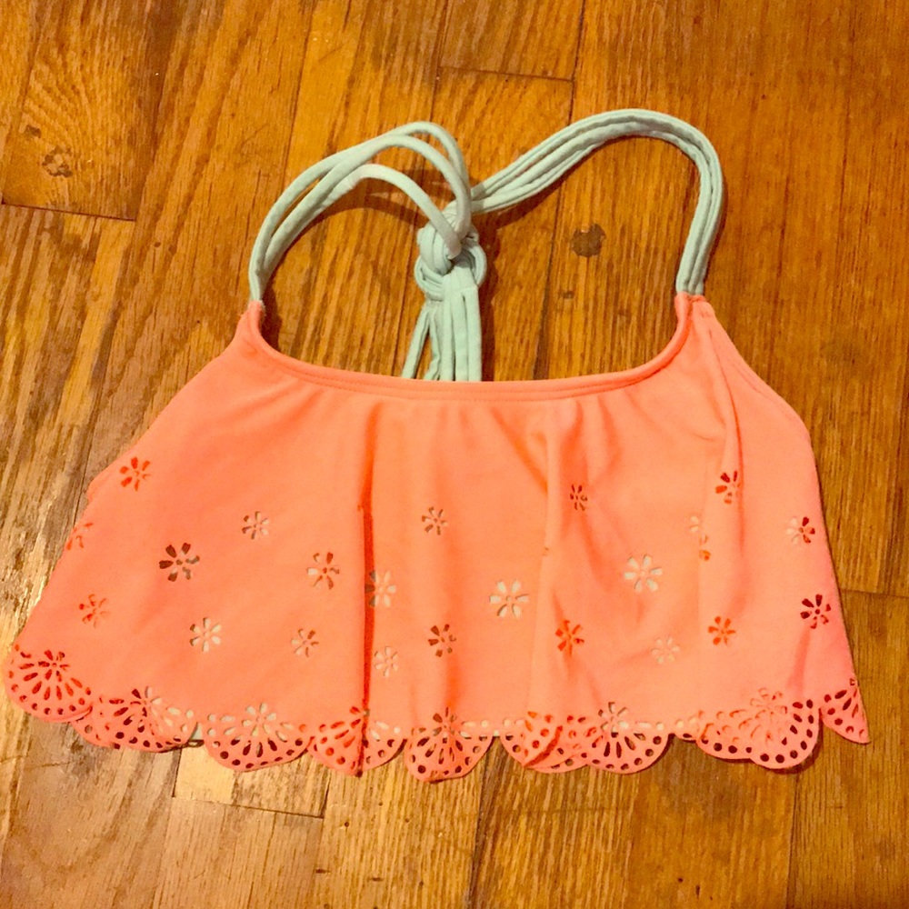 Pink & teal swim top